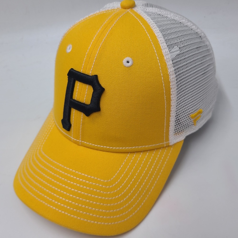 Pittsburgh Pirates Hat Snapback Trucker Mesh Fanatics Yellow White Black MLB Men